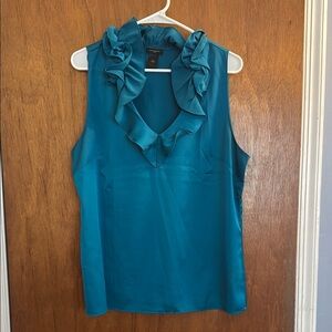 Teal Sleeveless Ruffle Top